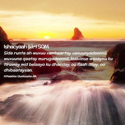 Picture 02 - Ishacyaah 53:4 SOM - Sida runta ah wuxuu xambaartay xanuunyadeennii, - Bible Verse Picture