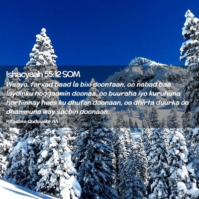 Picture 02 - Ishacyaah 55:12 SOM - Waayo, farxad baad la bixi doontaan, oo nabad baa - Bible Verse Picture