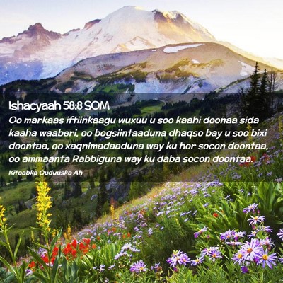 Picture 02 - Ishacyaah 58:8 SOM - Oo markaas iftiinkaagu wuxuu u soo kaahi doonaa - Bible Verse Picture