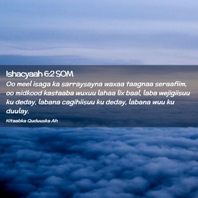 Picture 02 - Ishacyaah 6:2 SOM - Oo meel isaga ka sarraysayna waxaa taagnaa - Bible Verse Picture