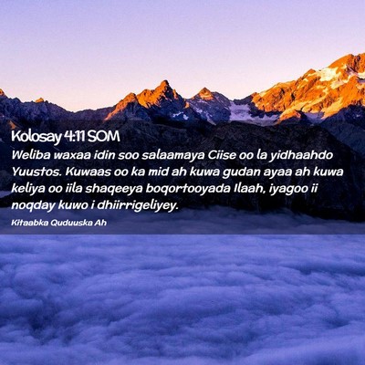 Picture 02 - Kolosay 4:11 SOM - Weliba waxaa idin soo salaamaya Ciise oo la - Bible Verse Picture