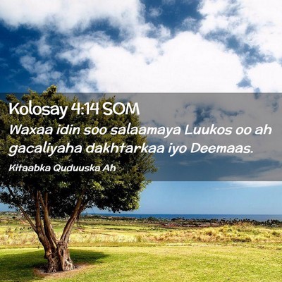 Picture 02 - Kolosay 4:14 SOM - Waxaa idin soo salaamaya Luukos oo ah gacaliyaha - Bible Verse Picture