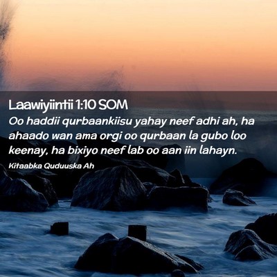 Picture 02 - Laawiyiintii 1:10 SOM - Oo haddii qurbaankiisu yahay neef adhi ah, ha - Bible Verse Picture