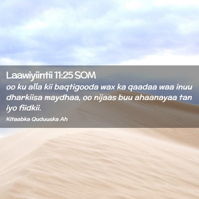 Picture 02 - Laawiyiintii 11:25 SOM - oo ku alla kii baqtigooda wax ka qaadaa waa inuu - Bible Verse Picture