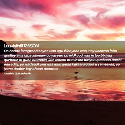 Picture 02 - Laawiyiintii 12:8 SOM - Oo haddii lacagteedu ayan wan ugu filnaynna waa - Bible Verse Picture