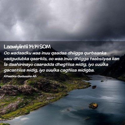 Picture 02 - Laawiyiintii 14:14 SOM - Oo wadaadku waa inuu qaadaa dhiigga qurbaanka - Bible Verse Picture
