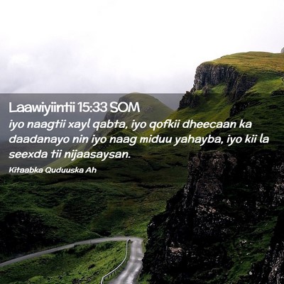 Picture 02 - Laawiyiintii 15:33 SOM - iyo naagtii xayl qabta, iyo qofkii dheecaan ka - Bible Verse Picture