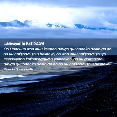 Picture 02 - Laawiyiintii 16:11 SOM - Oo Haaruun waa inuu keenaa dibiga qurbaanka - Bible Verse Picture