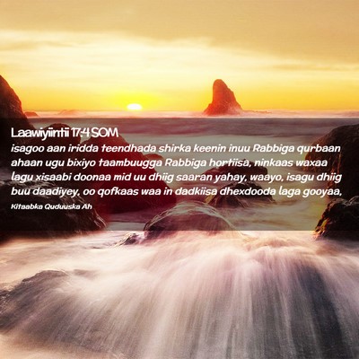 Picture 02 - Laawiyiintii 17:4 SOM - isagoo aan iridda teendhada shirka keenin inuu - Bible Verse Picture