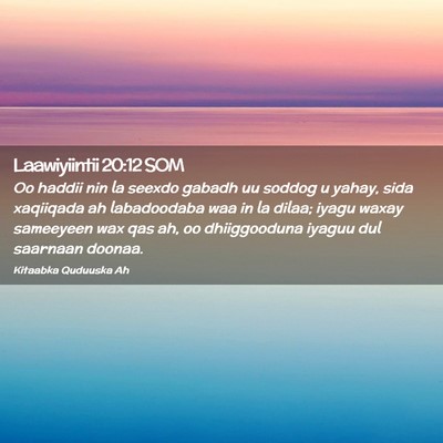 Picture 02 - Laawiyiintii 20:12 SOM - Oo haddii nin la seexdo gabadh uu soddog u yahay, - Bible Verse Picture