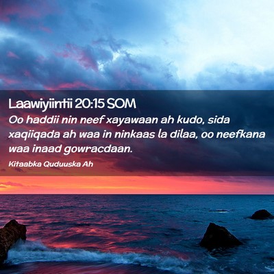 Picture 02 - Laawiyiintii 20:15 SOM - Oo haddii nin neef xayawaan ah kudo, sida - Bible Verse Picture