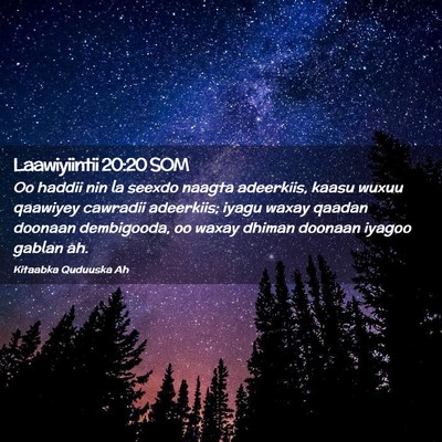 Picture 02 - Laawiyiintii 20:20 SOM - Oo haddii nin la seexdo naagta adeerkiis, kaasu - Bible Verse Picture
