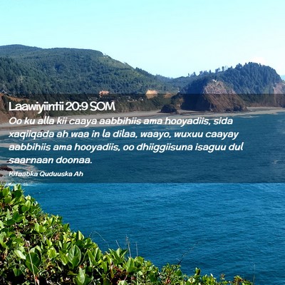 Picture 02 - Laawiyiintii 20:9 SOM - Oo ku alla kii caaya aabbihiis ama hooyadiis, - Bible Verse Picture