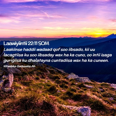 Picture 02 - Laawiyiintii 22:11 SOM - Laakiinse haddii wadaad qof soo iibsado, kii uu - Bible Verse Picture