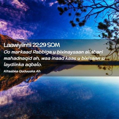 Picture 02 - Laawiyiintii 22:29 SOM - Oo markaad Rabbiga u bixinaysaan allabari - Bible Verse Picture