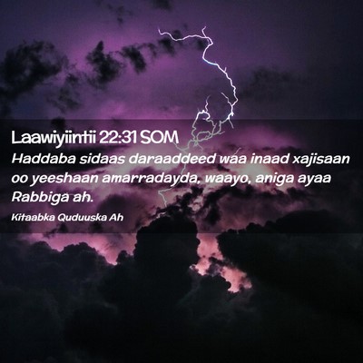 Picture 02 - Laawiyiintii 22:31 SOM - Haddaba sidaas daraaddeed waa inaad xajisaan oo - Bible Verse Picture