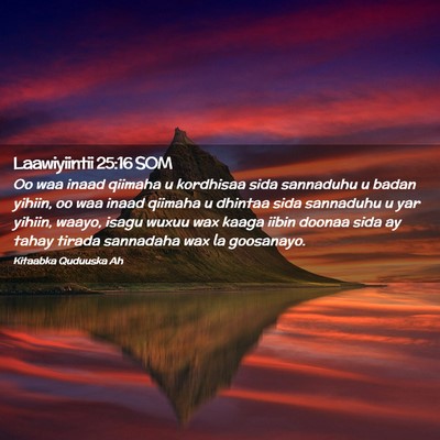 Picture 02 - Laawiyiintii 25:16 SOM - Oo waa inaad qiimaha u kordhisaa sida sannaduhu u - Bible Verse Picture