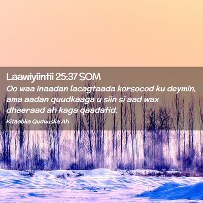 Picture 02 - Laawiyiintii 25:37 SOM - Oo waa inaadan lacagtaada korsocod ku deymin, ama - Bible Verse Picture