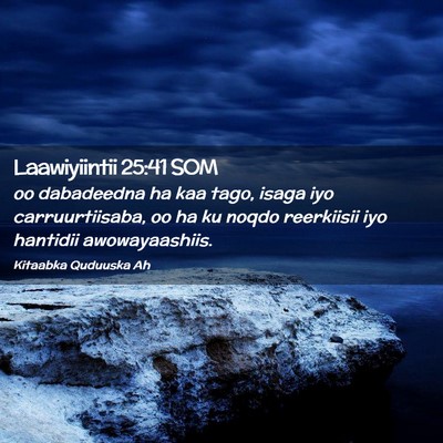 Picture 02 - Laawiyiintii 25:41 SOM - oo dabadeedna ha kaa tago, isaga iyo - Bible Verse Picture