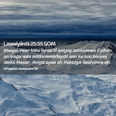 Picture 02 - Laawiyiintii 25:55 SOM - Waayo, reer binu Israa'iil anigay addoommo ii - Bible Verse Picture
