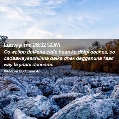 Picture 02 - Laawiyiintii 26:32 SOM - Oo weliba dalkana cidla baan ka dhigi doonaa, oo - Bible Verse Picture