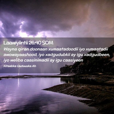 Picture 02 - Laawiyiintii 26:40 SOM - Wayna qiran doonaan xumaatadoodii iyo xumaatadii - Bible Verse Picture