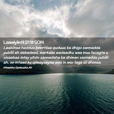 Picture 02 - Laawiyiintii 27:18 SOM - Laakiinse hadduu beertiisa quduus ka dhigo - Bible Verse Picture