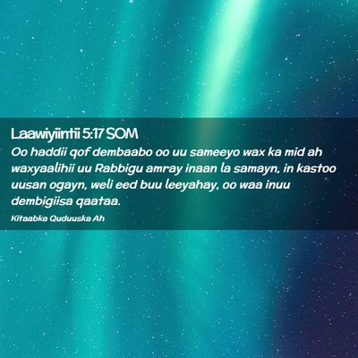 Picture 02 - Laawiyiintii 5:17 SOM - Oo haddii qof dembaabo oo uu sameeyo wax ka mid - Bible Verse Picture