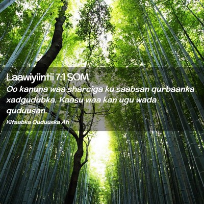 Picture 02 - Laawiyiintii 7:1 SOM - Oo kanuna waa sharciga ku saabsan qurbaanka - Bible Verse Picture