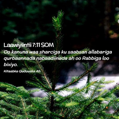 Picture 02 - Laawiyiintii 7:11 SOM - Oo kanuna waa sharciga ku saabsan allabariga - Bible Verse Picture