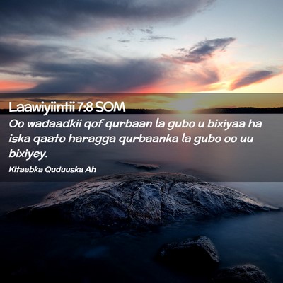 Picture 02 - Laawiyiintii 7:8 SOM - Oo wadaadkii qof qurbaan la gubo u bixiyaa ha - Bible Verse Picture