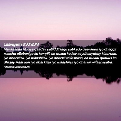Picture 02 - Laawiyiintii 8:30 SOM - Markaasaa Muuse qaaday saliiddii lagu subkado - Bible Verse Picture