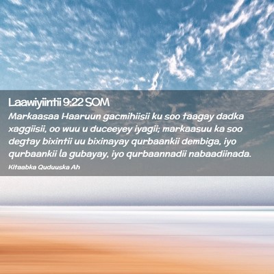 Picture 02 - Laawiyiintii 9:22 SOM - Markaasaa Haaruun gacmihiisii ku soo taagay dadka - Bible Verse Picture