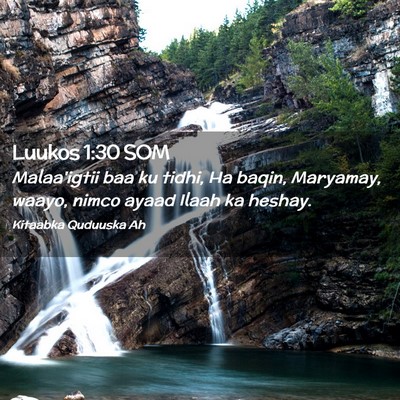 Picture 02 - Luukos 1:30 SOM - Malaa'igtii baa ku tidhi, Ha baqin, Maryamay, - Bible Verse Picture