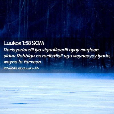 Picture 02 - Luukos 1:58 SOM - Derisyadeedii iyo xigaalkeedii ayay maqleen siduu - Bible Verse Picture