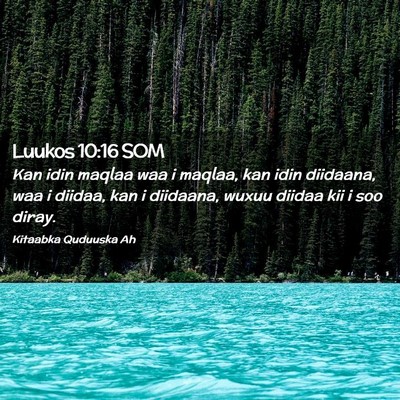 Picture 02 - Luukos 10:16 SOM - Kan idin maqlaa waa i maqlaa, kan idin diidaana, - Bible Verse Picture