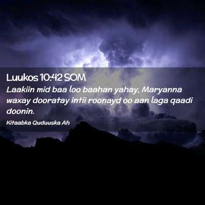 Picture 02 - Luukos 10:42 SOM - Laakiin mid baa loo baahan yahay, Maryanna waxay - Bible Verse Picture