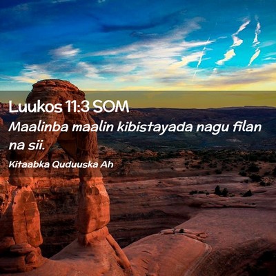 Picture 02 - Luukos 11:3 SOM - Maalinba maalin kibistayada nagu filan na - Bible Verse Picture