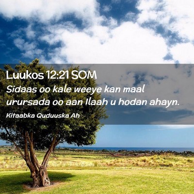 Picture 02 - Luukos 12:21 SOM - Sidaas oo kale weeye kan maal urursada oo aan - Bible Verse Picture