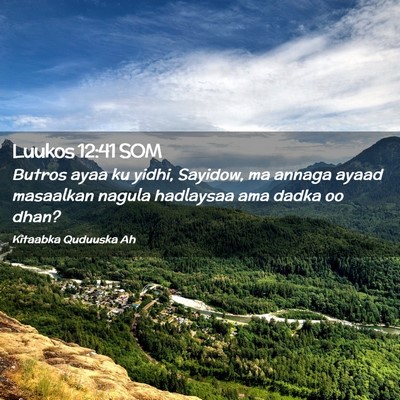 Picture 02 - Luukos 12:41 SOM - Butros ayaa ku yidhi, Sayidow, ma annaga ayaad - Bible Verse Picture