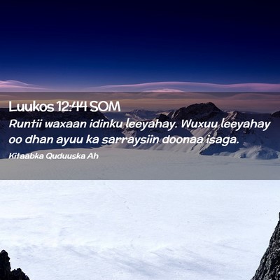 Picture 02 - Luukos 12:44 SOM - Runtii waxaan idinku leeyahay. Wuxuu leeyahay oo - Bible Verse Picture