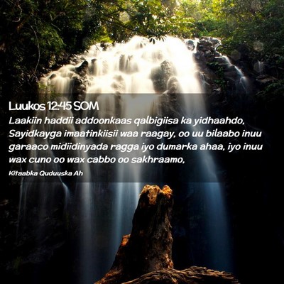 Picture 02 - Luukos 12:45 SOM - Laakiin haddii addoonkaas qalbigiisa ka - Bible Verse Picture