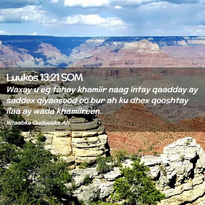 Picture 02 - Luukos 13:21 SOM - Waxay u eg tahay khamiir naag intay qaadday ay - Bible Verse Picture