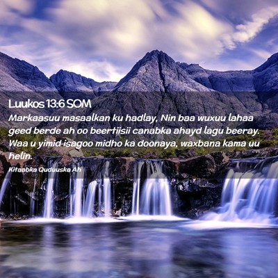 Picture 02 - Luukos 13:6 SOM - Markaasuu masaalkan ku hadlay, Nin baa wuxuu - Bible Verse Picture