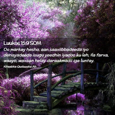 Picture 02 - Luukos 15:9 SOM - Oo markay hesho, aan saaxiibbadeeda iyo - Bible Verse Picture
