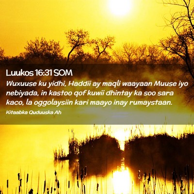 Picture 02 - Luukos 16:31 SOM - Wuxuuse ku yidhi, Haddii ay maqli waayaan Muuse - Bible Verse Picture