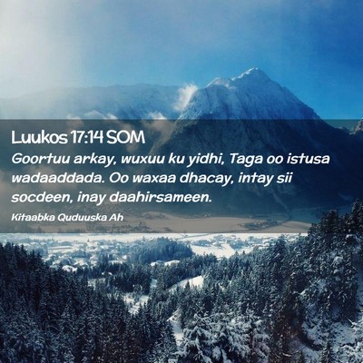 Picture 02 - Luukos 17:14 SOM - Goortuu arkay, wuxuu ku yidhi, Taga oo istusa - Bible Verse Picture