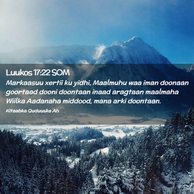 Picture 02 - Luukos 17:22 SOM - Markaasuu xertii ku yidhi, Maalmuhu waa iman - Bible Verse Picture
