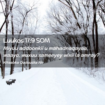 Picture 02 - Luukos 17:9 SOM - Miyuu addoonkii u mahadnaqayaa, waayo, wuxuu - Bible Verse Picture