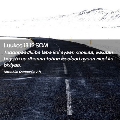 Picture 02 - Luukos 18:12 SOM - Toddobaadkiiba laba kol ayaan soomaa, waxaan - Bible Verse Picture
